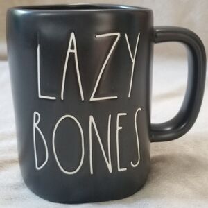 Rae Dunn Lazy Bones Seasonal Halloween Holiday Coffee Mug. Solid Black. NWT.